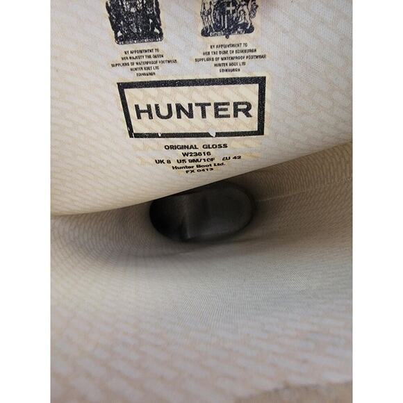 Hunter Boots Womens Size 10F Classic Original Tall Rain Black Gloss Wellies - Picture 12 of 12